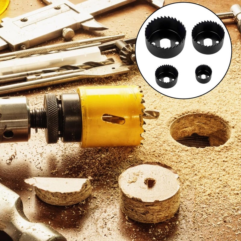 PUXING 6pcs Hole Saw Kit Holesaw Drill Bit Tool 1-1/4" to 2-1/8"(32-54mm) Carbon Steel Downlights Hole Saw Cutters Downlighter Installation Kit for Soft Wood, PVC Board(Color:Black) - Image 5
